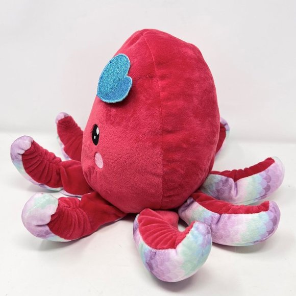 Red Octopus HugFun Plush Multicolor Tentacles 12" Blue Heart - Free Shipping - Picture 4 of 7